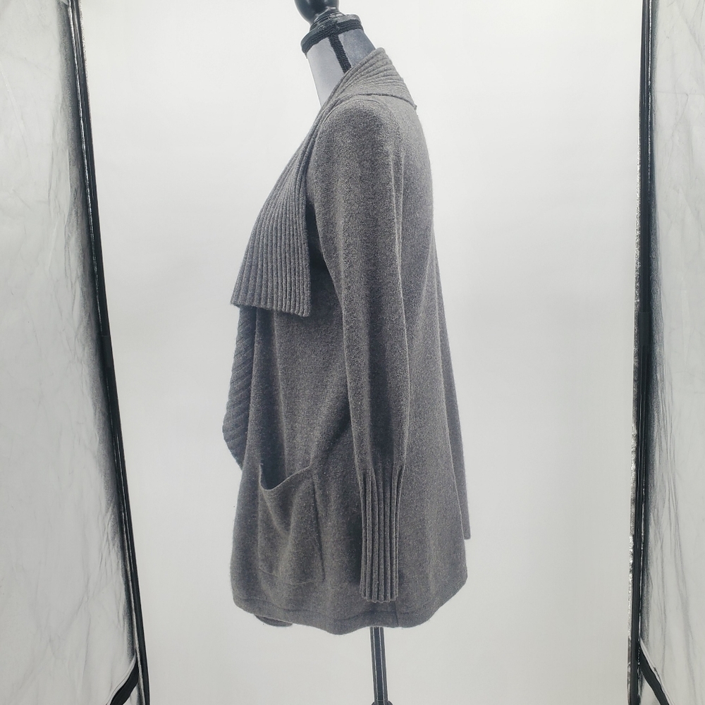 ♡ Scoop NYC Cashmere Gray Cardigan with Ribbed Shawl Collar Size Small - Picture 7 of 9